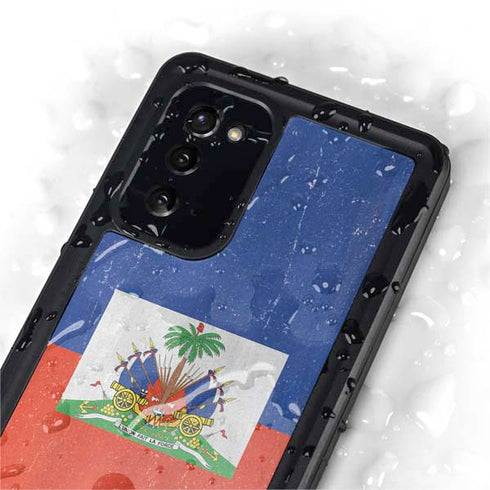 Haiti Flag Distressed Galaxy Note20 5G Waterproof Case